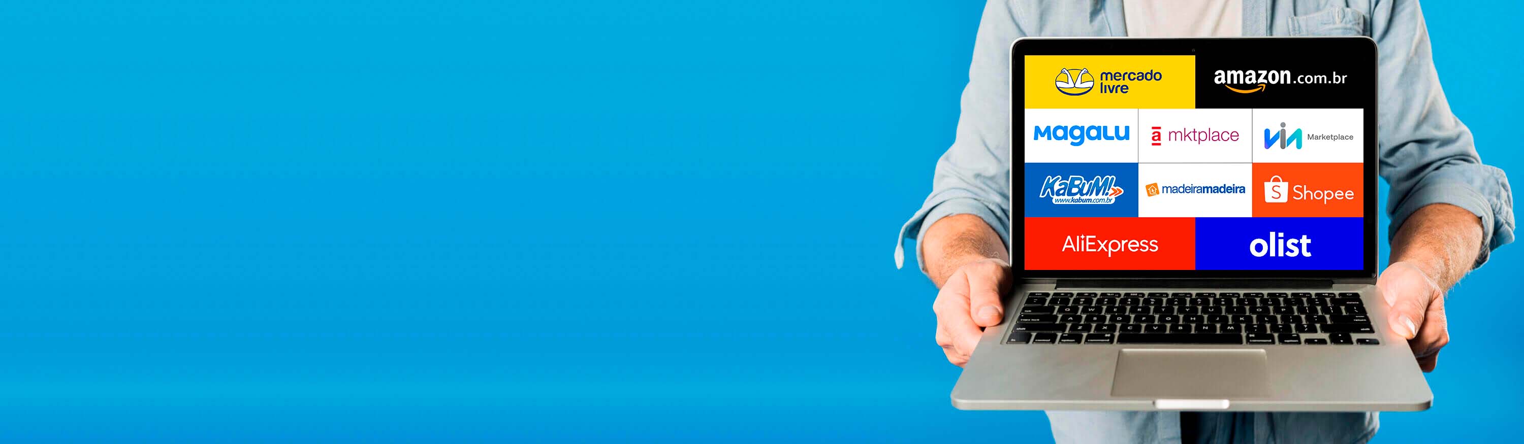 Seus produtos em diversos canais de venda. Sua
                            gestão unificada em uma única plataforma!