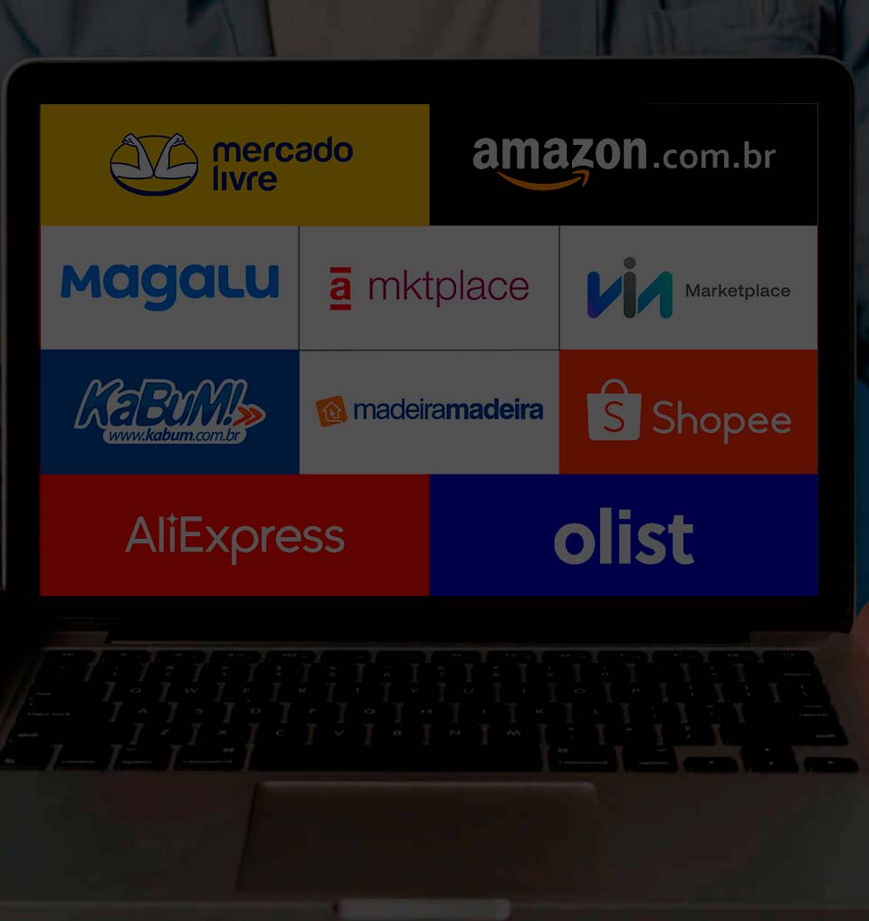 Seus produtos em diversos canais de venda. Sua
                            gestão unificada em uma única plataforma!